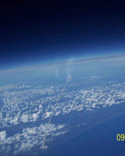 Space Shuttle launch from orbit, view 1