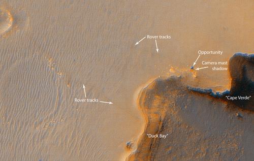 Mars Opportunity rover from orbit