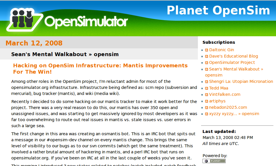 Planet Opensim Gets A Facelift