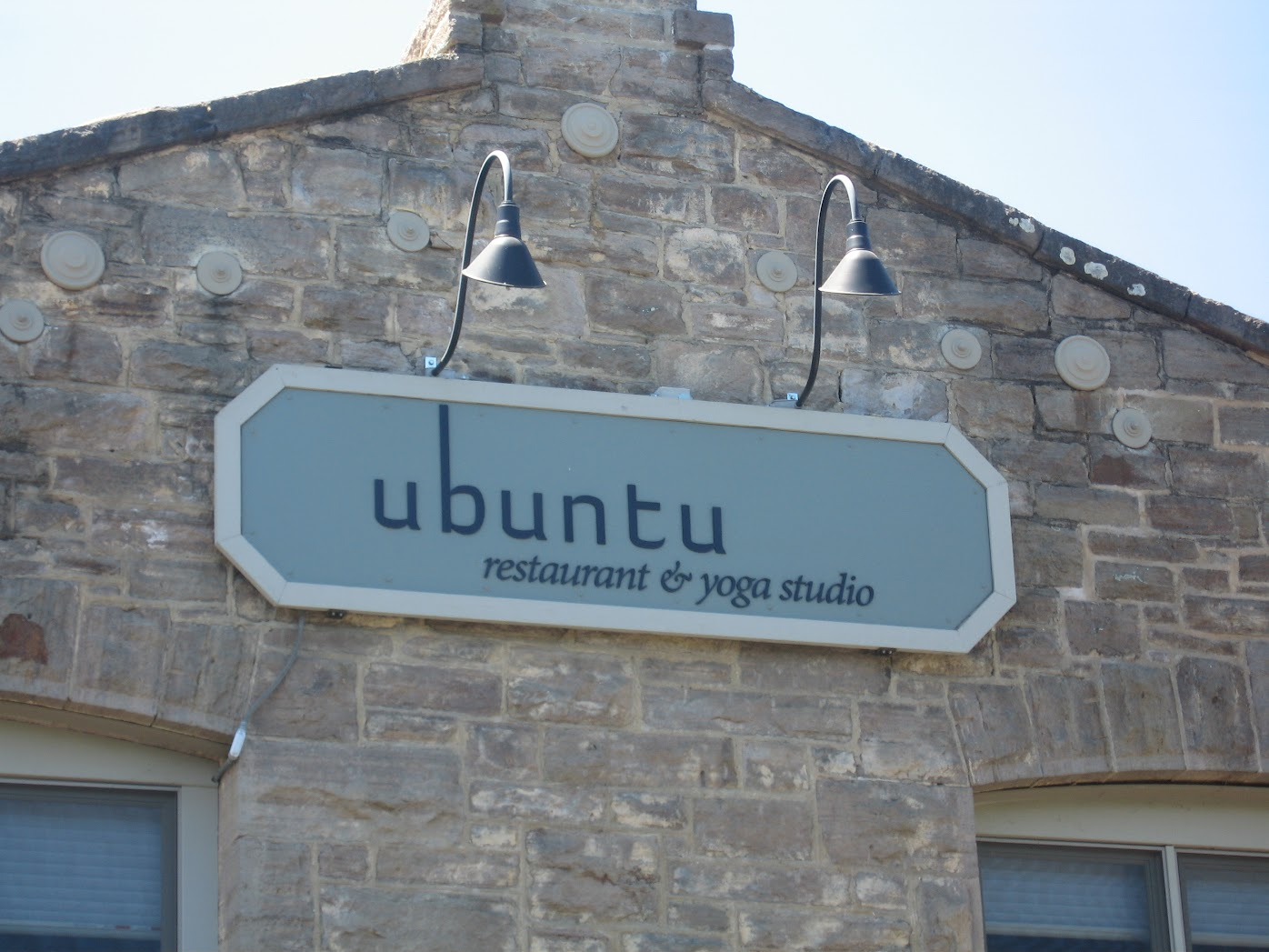 Ubuntu restaurant & yoga studio sign in Napa, CA