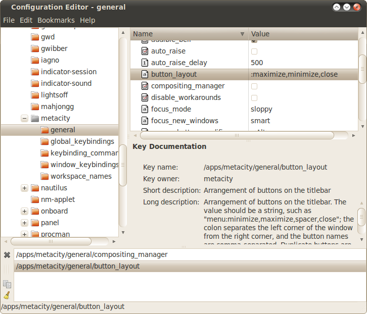 gconf-editor fixing window buttons in Ubuntu