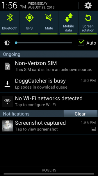 Screenshot of non-Verizon SIM notification
