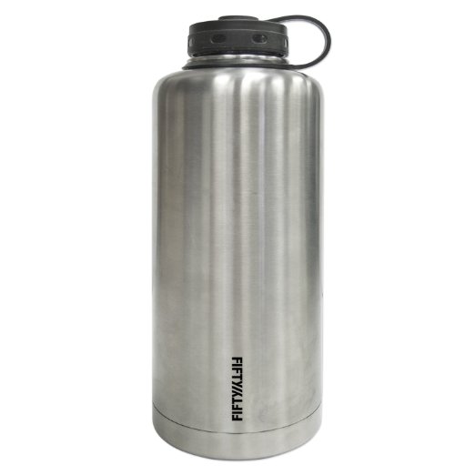 Lifeline 7508 Silver Stainless Steel Vacuum Insulated Double Wall Barrel Style Growler - 64 oz. Capacity